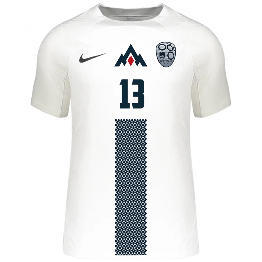 Hombre Camiseta Eslovenia Denis Videnovic #13 Blanco 1ª Equipación 24-26 La Camisa Argentina