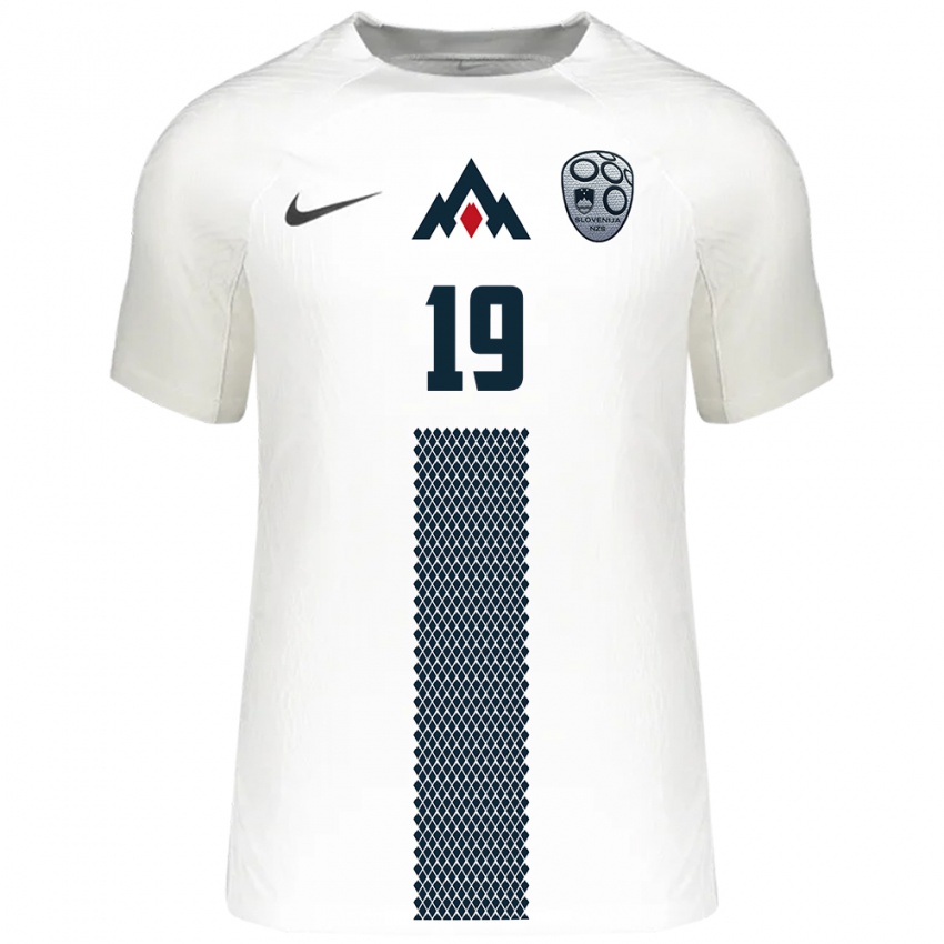 Hombre Camiseta Eslovenia Ana Milovič #19 Blanco 1ª Equipación 24-26 La Camisa Argentina