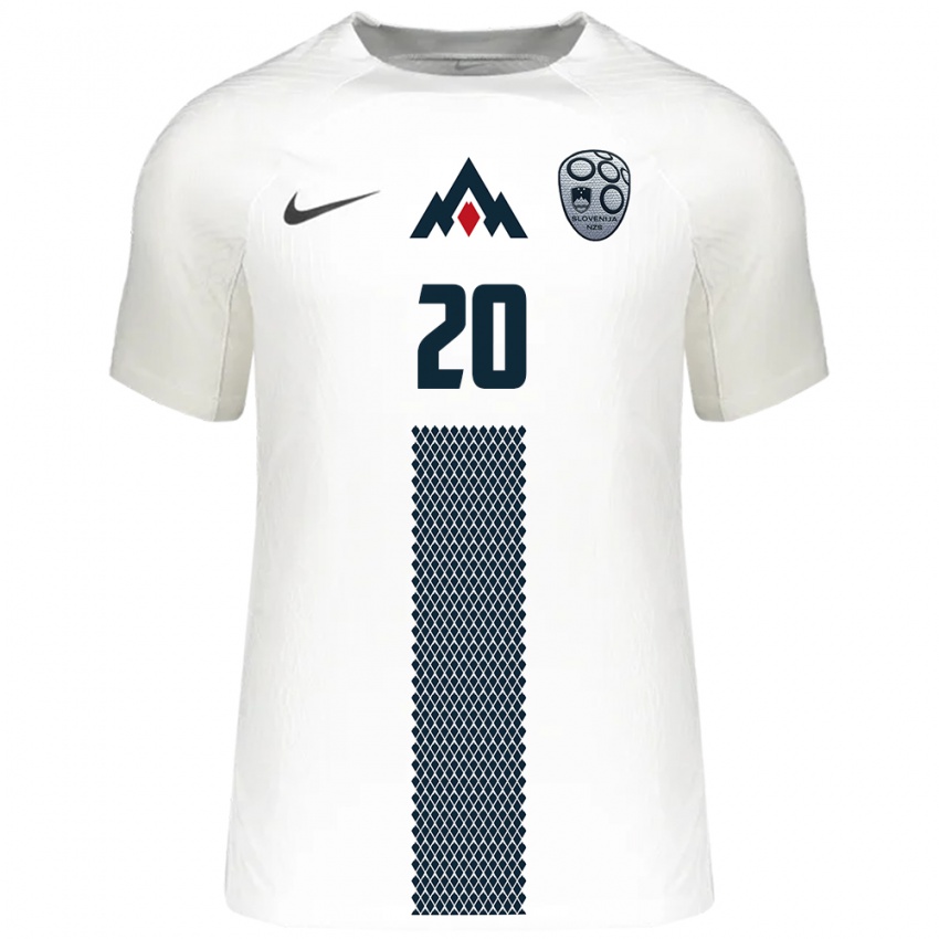 Hombre Camiseta Eslovenia Zara Kramžar #20 Blanco 1ª Equipación 24-26 La Camisa Argentina