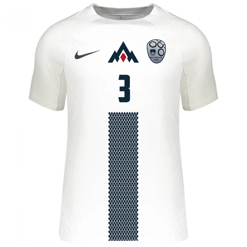 Hombre Camiseta Eslovenia Jure Balkovec #3 Blanco 1ª Equipación 24-26 La Camisa Argentina