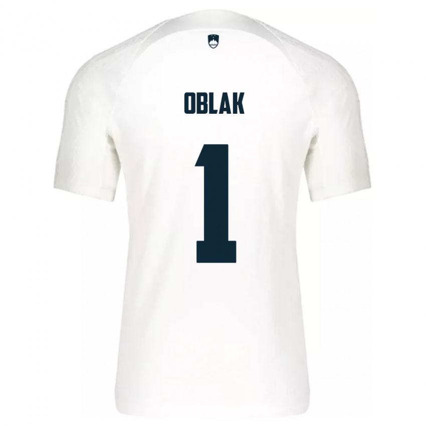 Hombre Camiseta Eslovenia Jan Oblak #1 Blanco 1ª Equipación 24-26 La Camisa Argentina