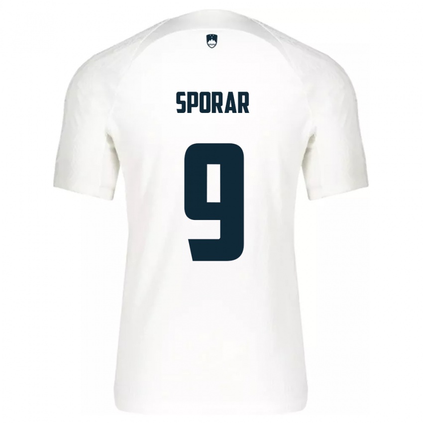 Hombre Camiseta Eslovenia Andraz Sporar #9 Blanco 1ª Equipación 24-26 La Camisa Argentina