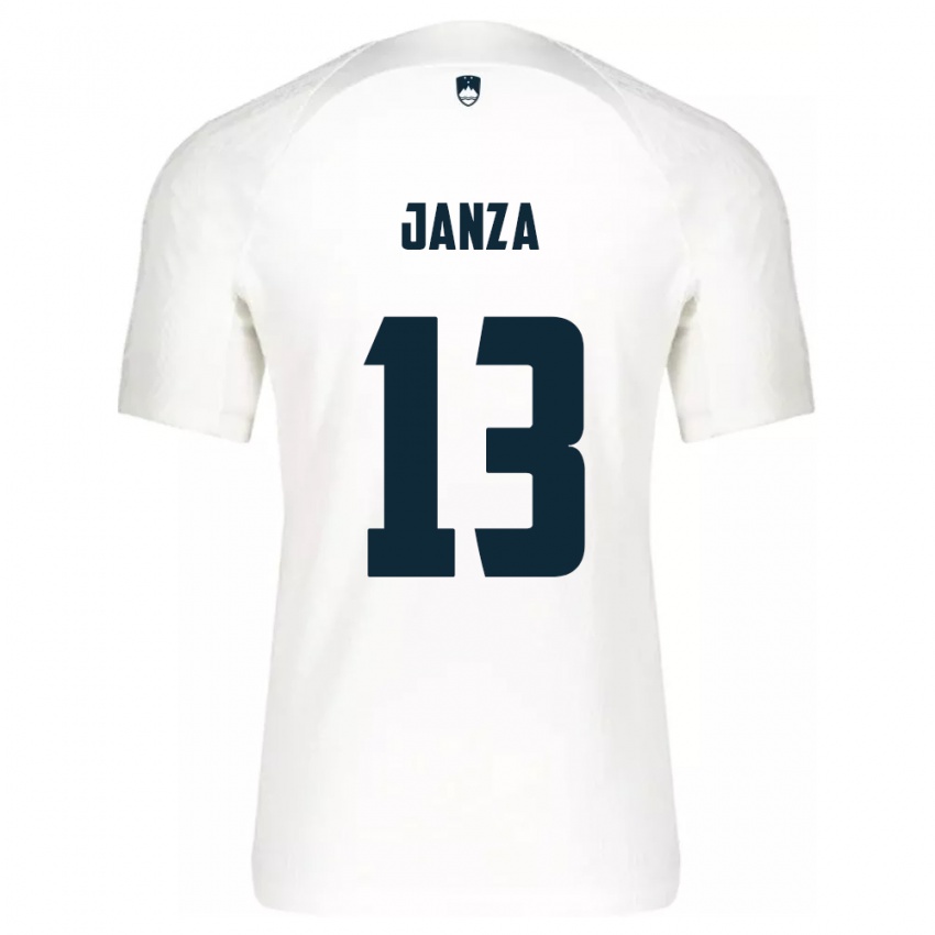 Hombre Camiseta Eslovenia Erik Janza #13 Blanco 1ª Equipación 24-26 La Camisa Argentina