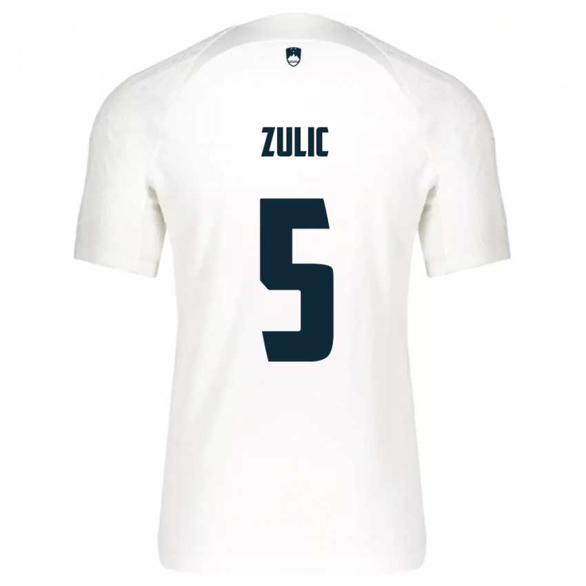 Hombre Camiseta Eslovenia Anel Zulic #5 Blanco 1ª Equipación 24-26 La Camisa Argentina