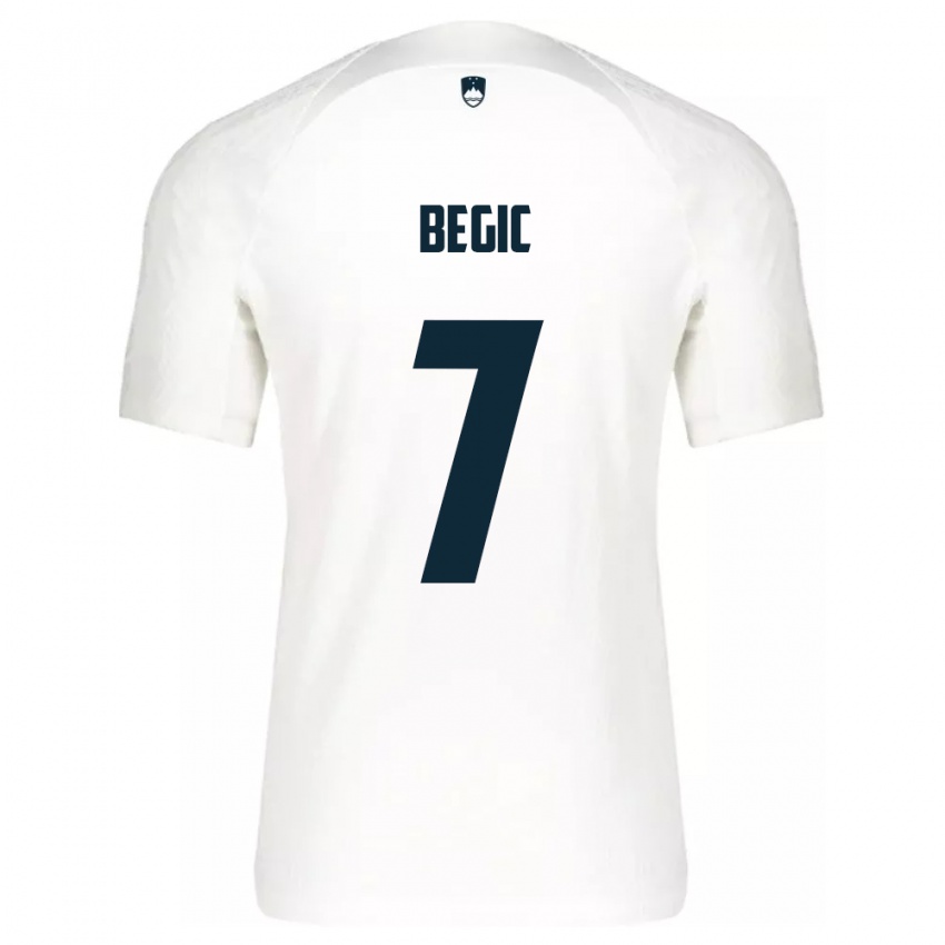 Hombre Camiseta Eslovenia Tjas Begic #7 Blanco 1ª Equipación 24-26 La Camisa Argentina