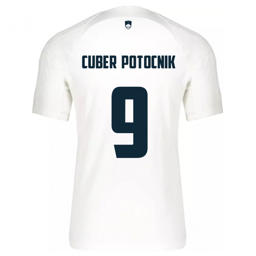 Hombre Camiseta Eslovenia Jaka Cuber Potocnik #9 Blanco 1ª Equipación 24-26 La Camisa Argentina