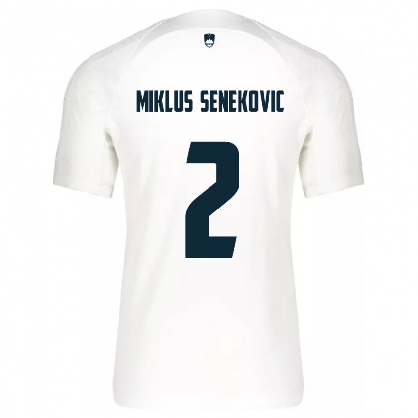 Hombre Camiseta Eslovenia Gal Miklus Senekovic #2 Blanco 1ª Equipación 24-26 La Camisa Argentina