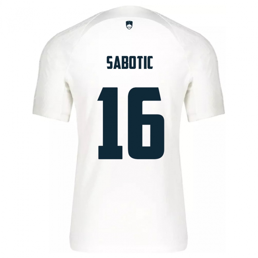 Hombre Camiseta Eslovenia Tais Sabotic #16 Blanco 1ª Equipación 24-26 La Camisa Argentina