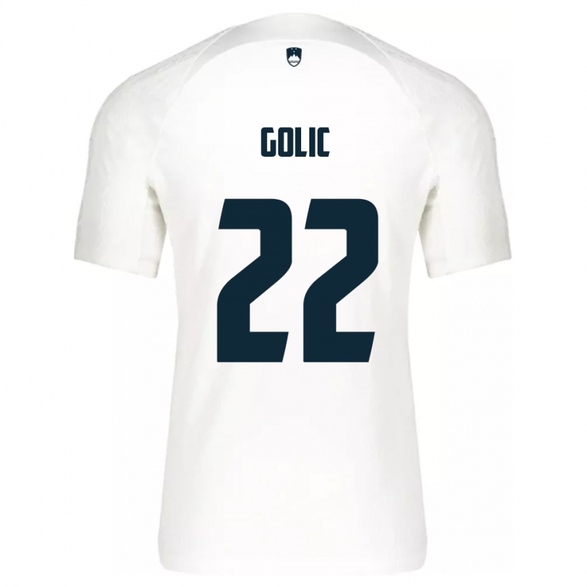 Hombre Camiseta Eslovenia Tilen Golic #22 Blanco 1ª Equipación 24-26 La Camisa Argentina