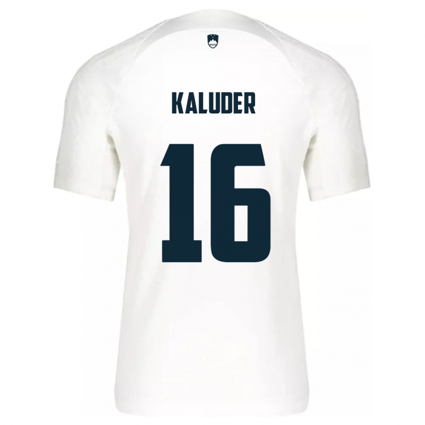 Hombre Camiseta Eslovenia Grega Kaluder #16 Blanco 1ª Equipación 24-26 La Camisa Argentina