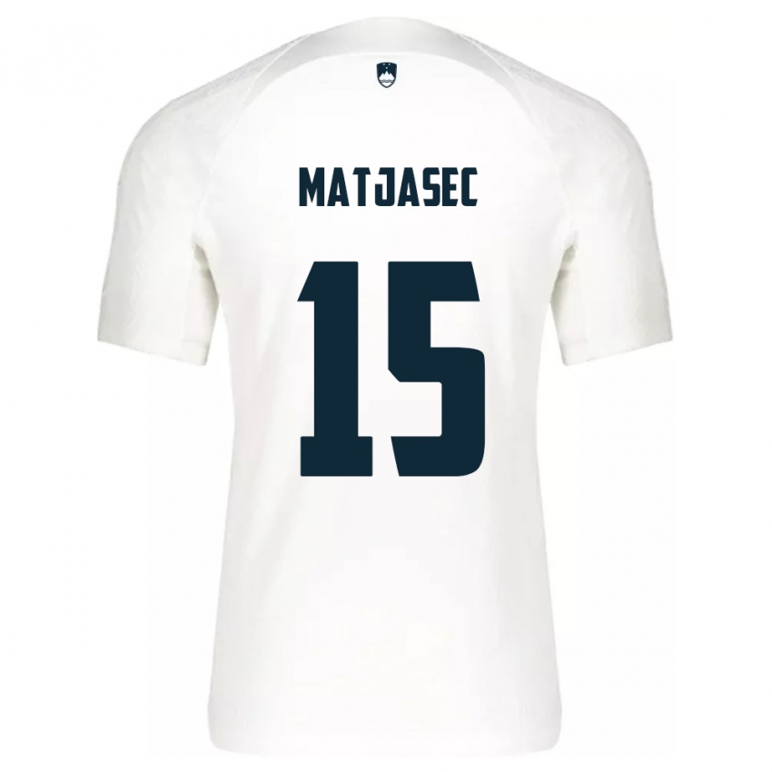 Hombre Camiseta Eslovenia Miha Matjasec #15 Blanco 1ª Equipación 24-26 La Camisa Argentina