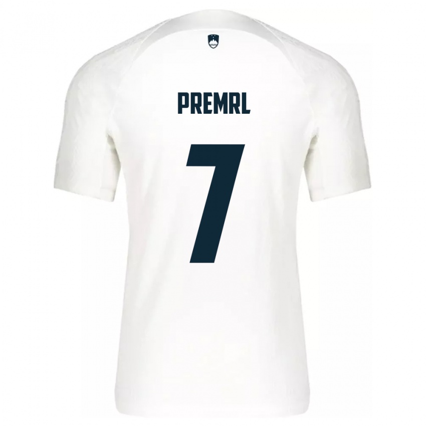 Hombre Camiseta Eslovenia Jaka Premrl #7 Blanco 1ª Equipación 24-26 La Camisa Argentina