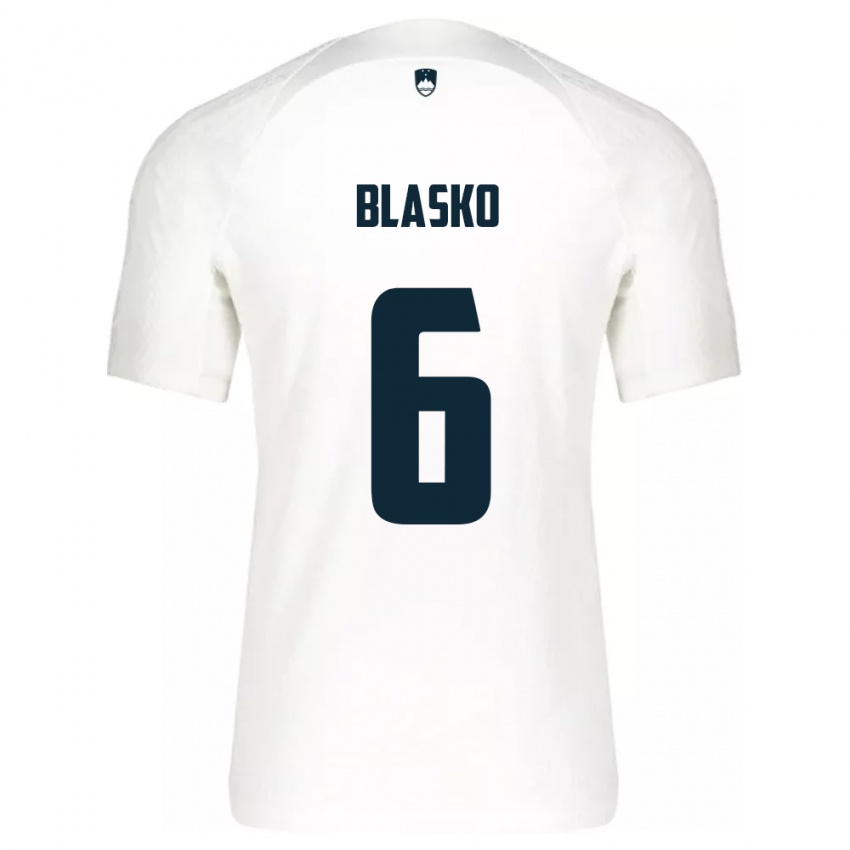 Hombre Camiseta Eslovenia Svit Blasko #6 Blanco 1ª Equipación 24-26 La Camisa Argentina