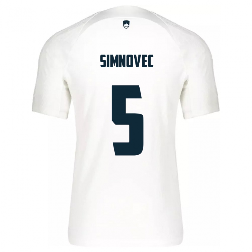 Hombre Camiseta Eslovenia Matevz Simnovec #5 Blanco 1ª Equipación 24-26 La Camisa Argentina