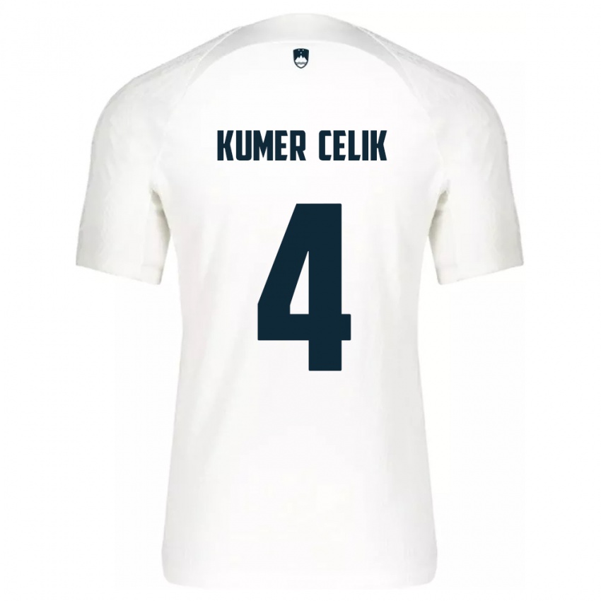 Hombre Camiseta Eslovenia An Kumer Celik #4 Blanco 1ª Equipación 24-26 La Camisa Argentina