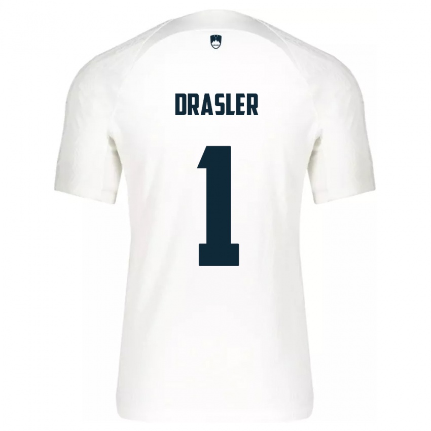 Hombre Camiseta Eslovenia Iztok Drasler #1 Blanco 1ª Equipación 24-26 La Camisa Argentina