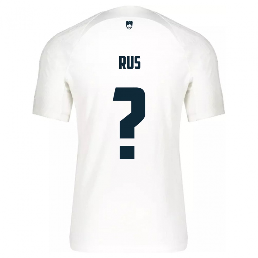 Hombre Camiseta Eslovenia Luka Rus #0 Blanco 1ª Equipación 24-26 La Camisa Argentina