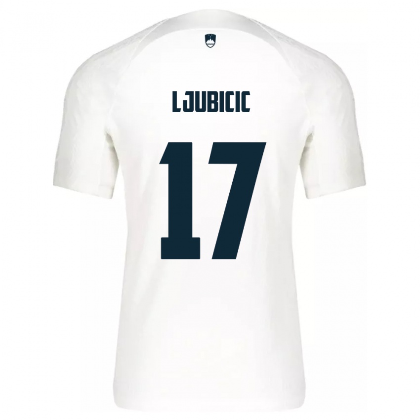 Hombre Camiseta Eslovenia Egon Ljubicic #17 Blanco 1ª Equipación 24-26 La Camisa Argentina