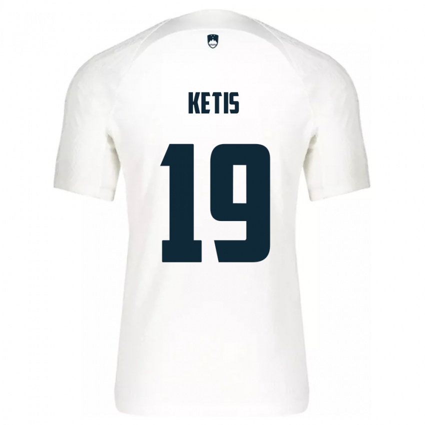 Hombre Camiseta Eslovenia Sara Ketiš #19 Blanco 1ª Equipación 24-26 La Camisa Argentina