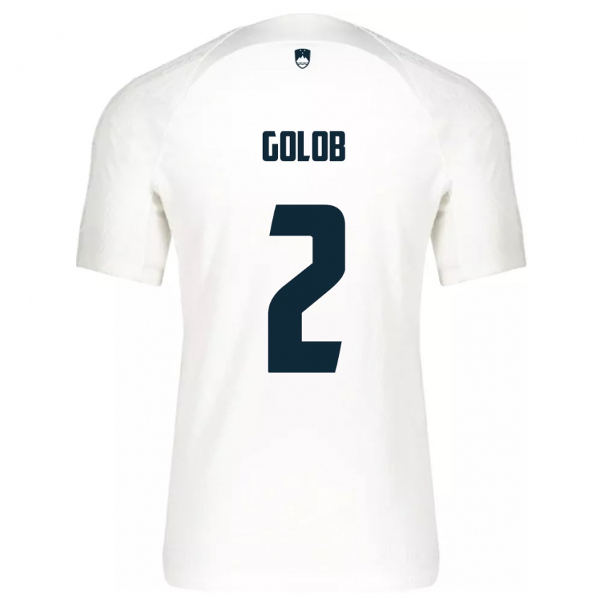 Hombre Camiseta Eslovenia Lana Golob #2 Blanco 1ª Equipación 24-26 La Camisa Argentina