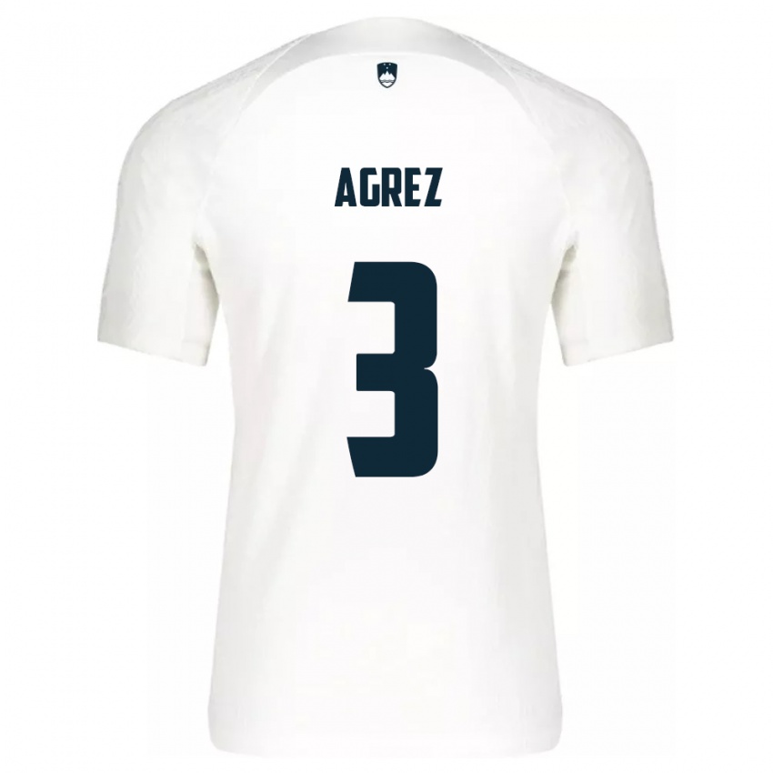 Hombre Camiseta Eslovenia Sara Agrež #3 Blanco 1ª Equipación 24-26 La Camisa Argentina