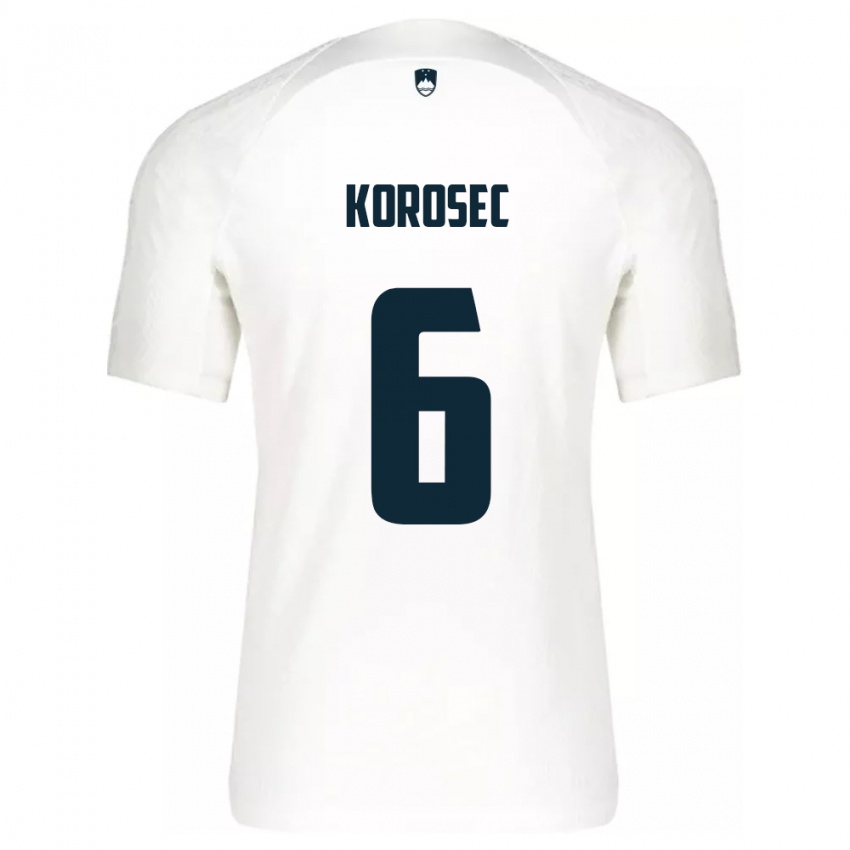 Hombre Camiseta Eslovenia Kaja Korošec #6 Blanco 1ª Equipación 24-26 La Camisa Argentina