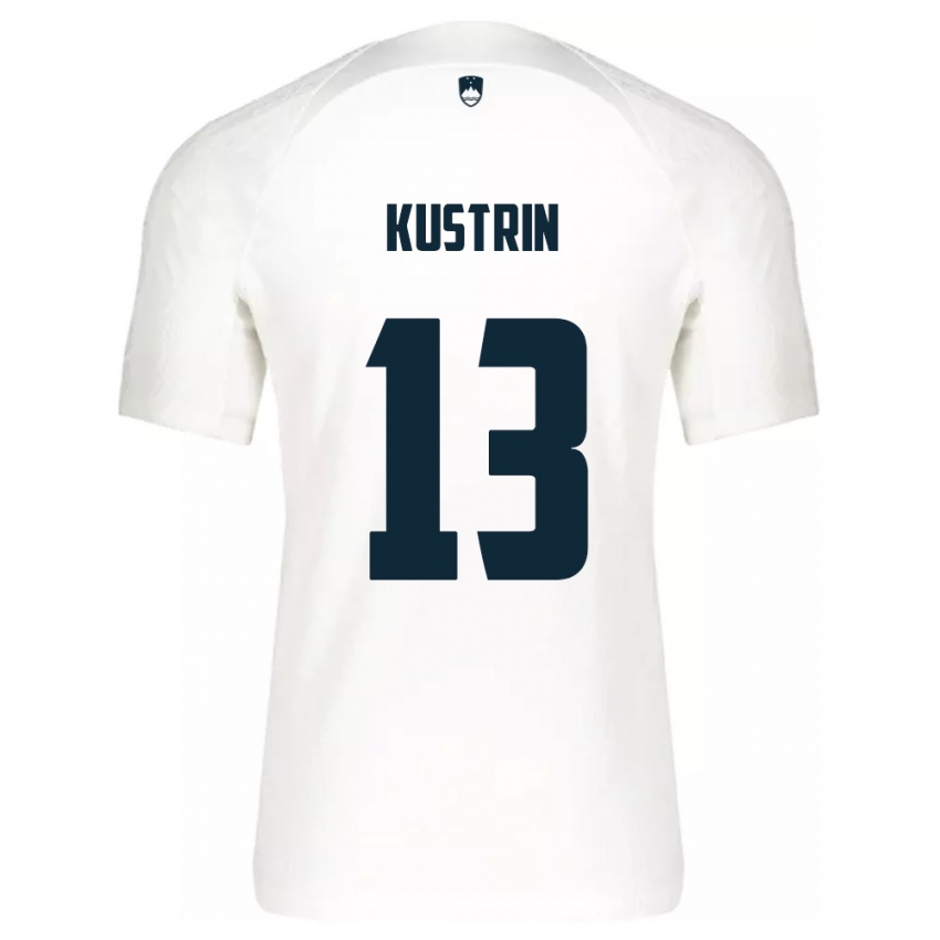 Hombre Camiseta Eslovenia Zala Kuštrin #13 Blanco 1ª Equipación 24-26 La Camisa Argentina