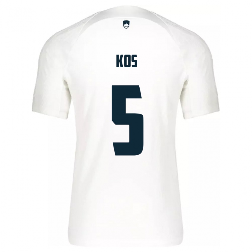 Hombre Camiseta Eslovenia Evelina Kos #5 Blanco 1ª Equipación 24-26 La Camisa Argentina