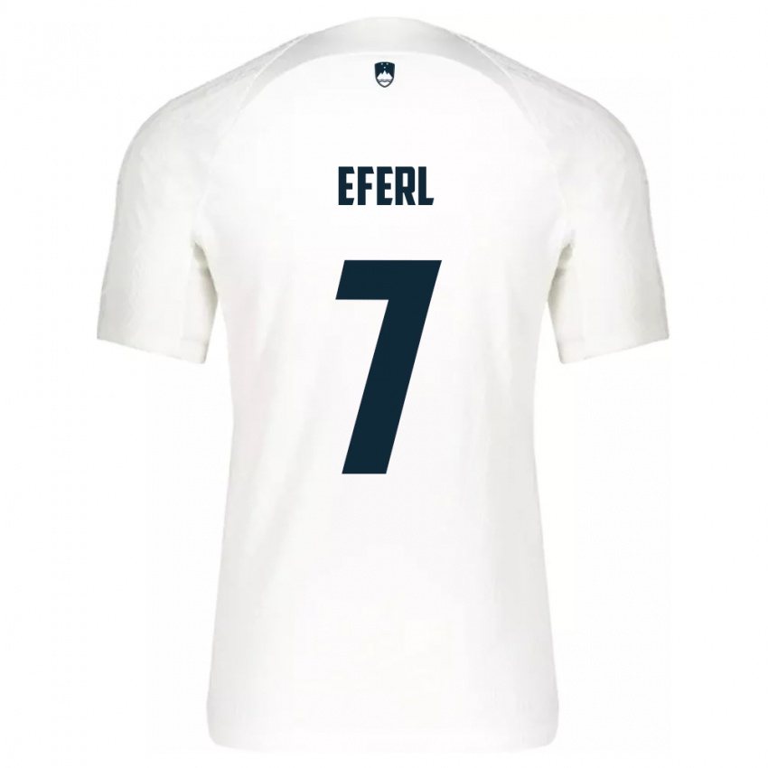 Hombre Camiseta Eslovenia Anja Eferl #7 Blanco 1ª Equipación 24-26 La Camisa Argentina