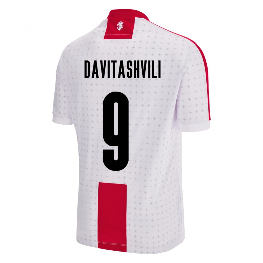 Hombre Camiseta Georgia Zuriko Davitashvili #9 Blanco 1ª Equipación 24-26 La Camisa Argentina