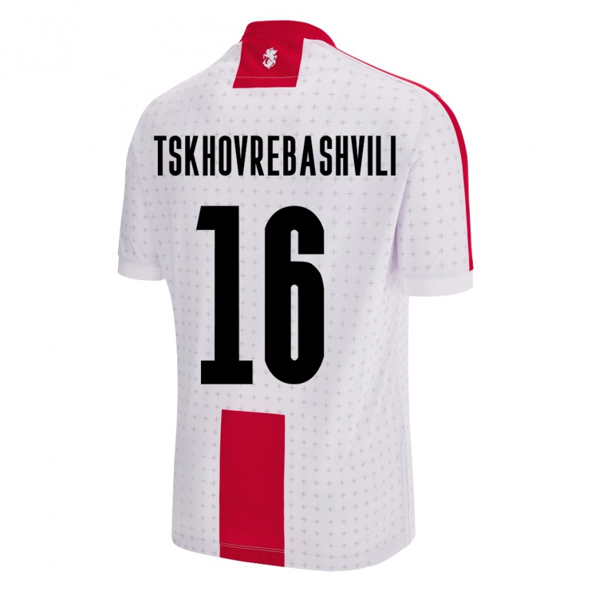 Hombre Camiseta Georgia Nikoloz Tskhovrebashvili #16 Blanco 1ª Equipación 24-26 La Camisa Argentina