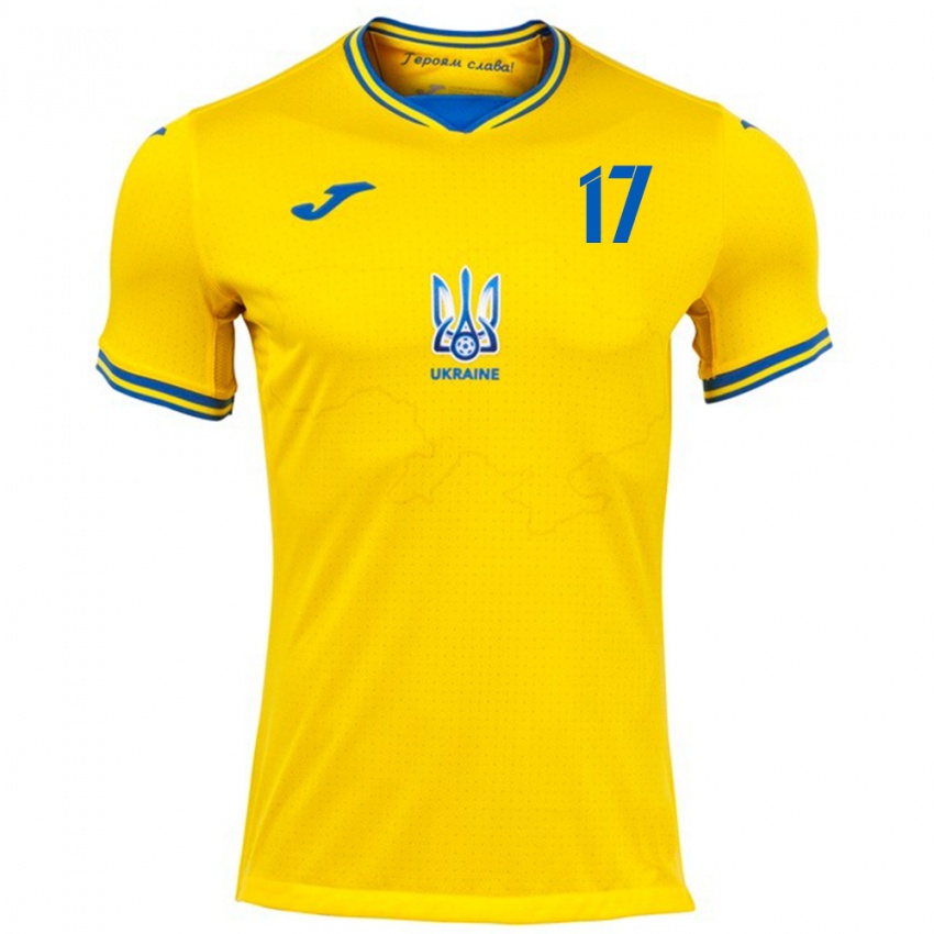 Hombre Camiseta Ucrania Oleksandr Zinchenko #17 Amarillo 1ª Equipación 24-26 La Camisa Argentina