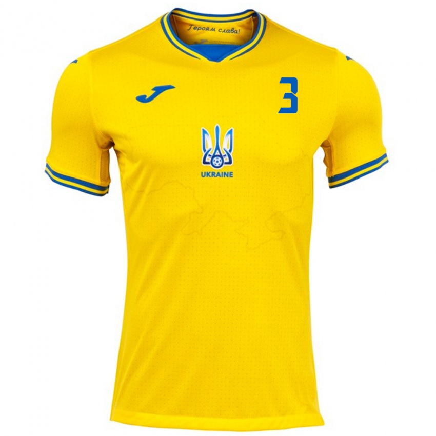 Hombre Camiseta Ucrania Anton Bol #3 Amarillo 1ª Equipación 24-26 La Camisa Argentina