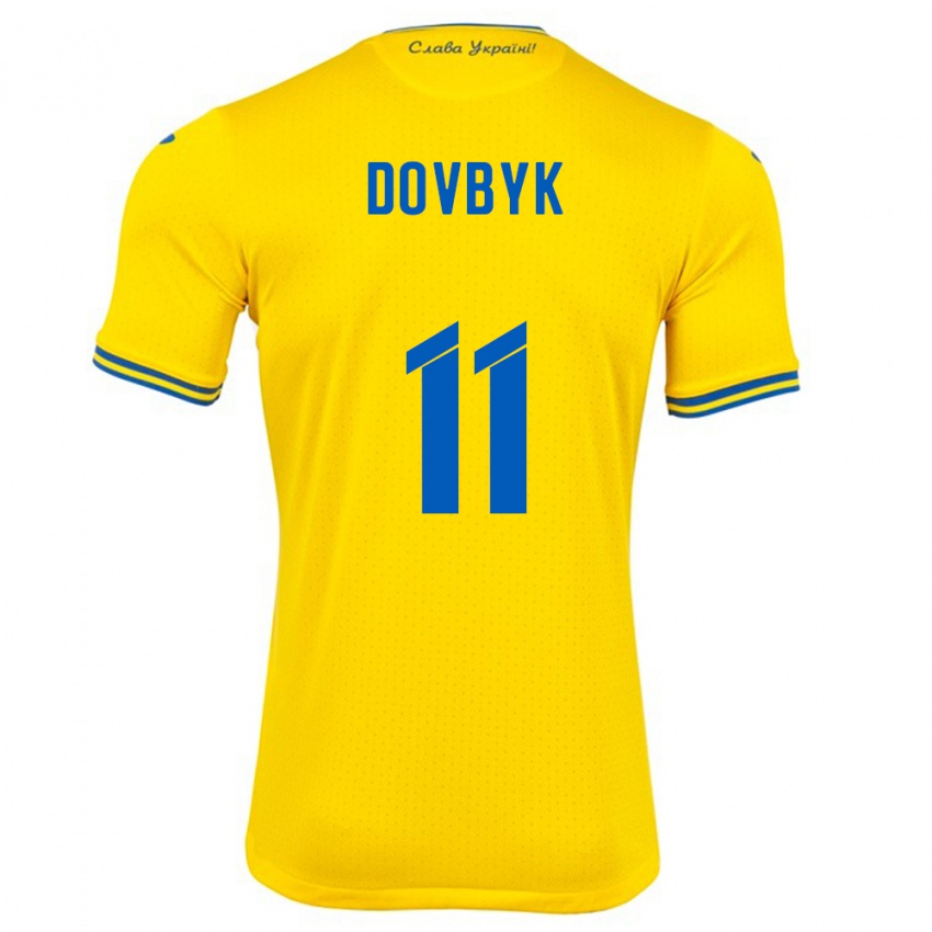 Hombre Camiseta Ucrania Artem Dovbyk #11 Amarillo 1ª Equipación 24-26 La Camisa Argentina