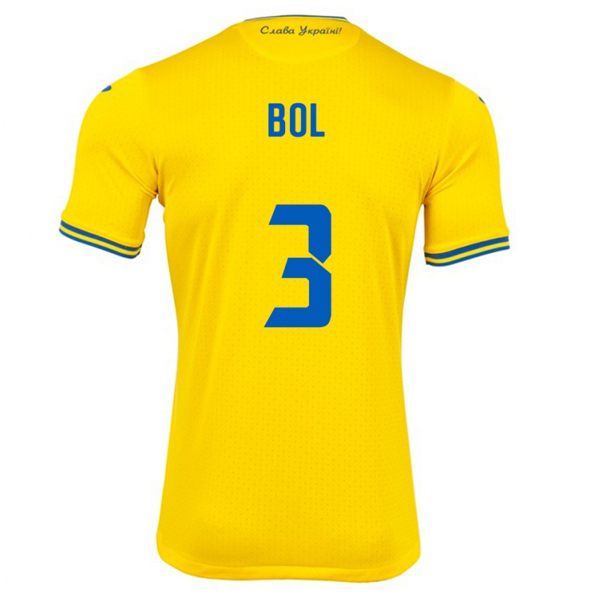 Hombre Camiseta Ucrania Anton Bol #3 Amarillo 1ª Equipación 24-26 La Camisa Argentina