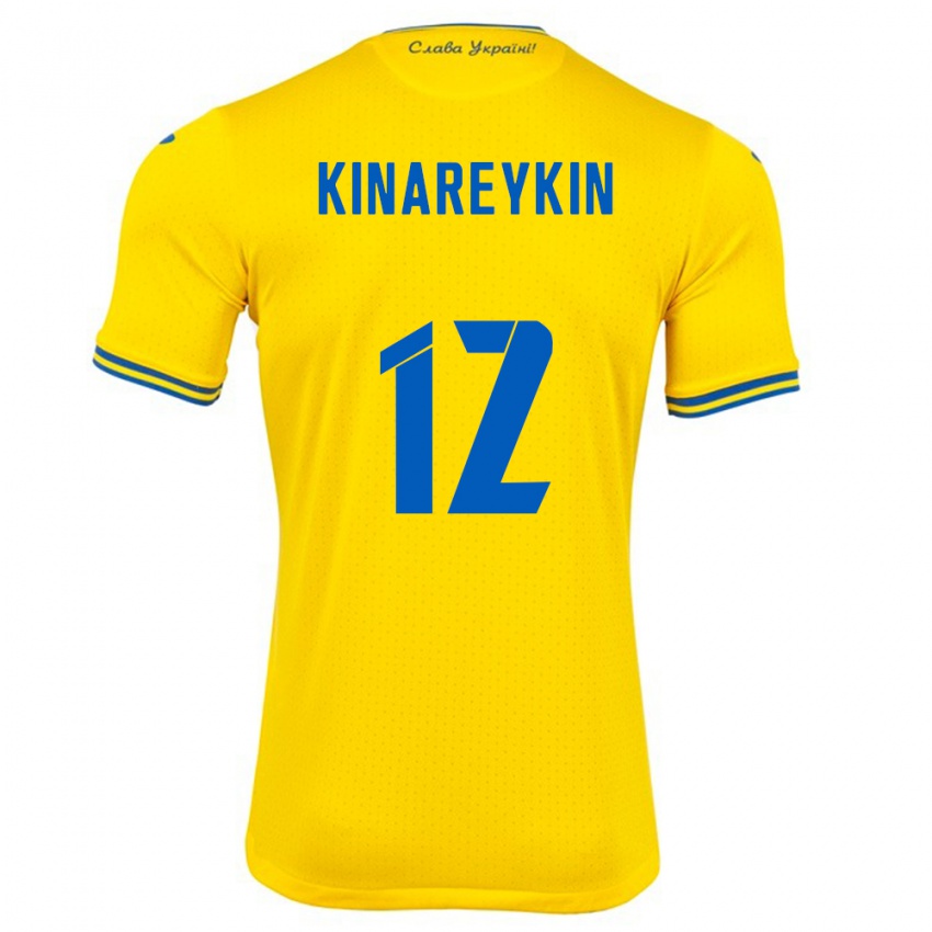 Hombre Camiseta Ucrania Yakiv Kinareykin #12 Amarillo 1ª Equipación 24-26 La Camisa Argentina