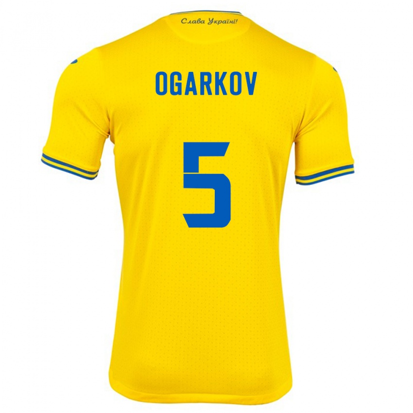 Hombre Camiseta Ucrania Mykola Ogarkov #5 Amarillo 1ª Equipación 24-26 La Camisa Argentina