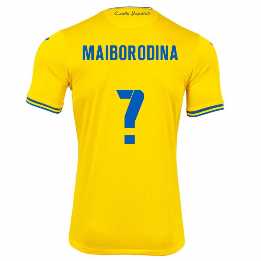 Hombre Camiseta Ucrania Iryna Maiborodina #0 Amarillo 1ª Equipación 24-26 La Camisa Argentina