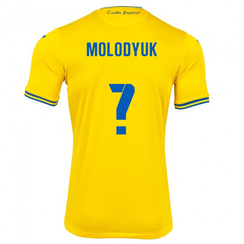 Hombre Camiseta Ucrania Yelyzaveta Molodyuk #0 Amarillo 1ª Equipación 24-26 La Camisa Argentina