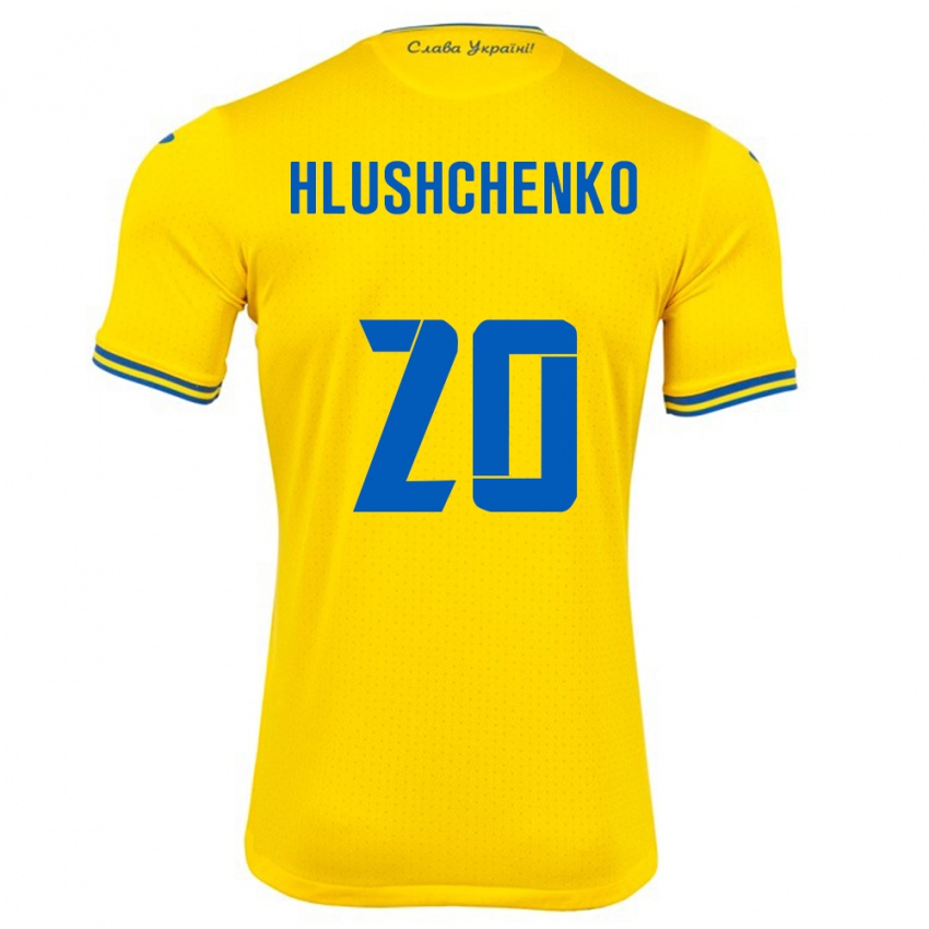 Hombre Camiseta Ucrania Inna Hlushchenko #20 Amarillo 1ª Equipación 24-26 La Camisa Argentina