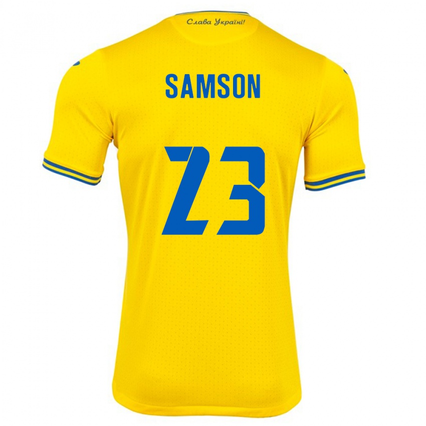 Hombre Camiseta Ucrania Kateryna Samson #23 Amarillo 1ª Equipación 24-26 La Camisa Argentina