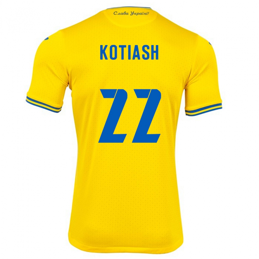 Hombre Camiseta Ucrania Iryna Kotiash #22 Amarillo 1ª Equipación 24-26 La Camisa Argentina