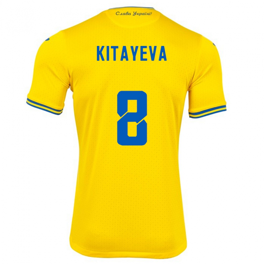 Hombre Camiseta Ucrania Tetyana Kitayeva #8 Amarillo 1ª Equipación 24-26 La Camisa Argentina
