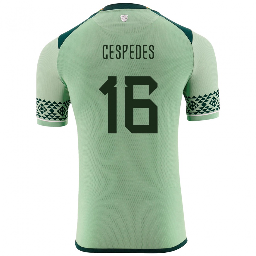 Hombre Camiseta Bolivia Boris Céspedes #16 Verde Claro 1ª Equipación 24-26 La Camisa Argentina