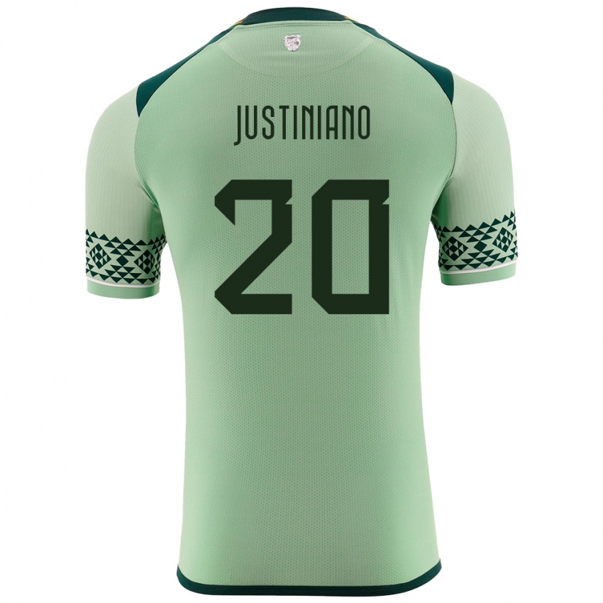 Hombre Camiseta Bolivia Leonardo Justiniano #20 Verde Claro 1ª Equipación 24-26 La Camisa Argentina