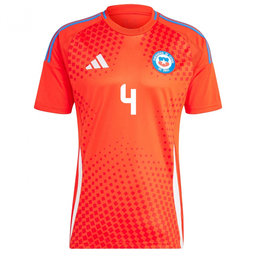 Hombre Camiseta Chile Lucas Velásquez #4 Rojo 1ª Equipación 24-26 La Camisa Argentina