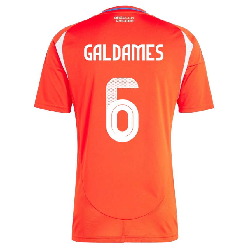 Hombre Camiseta Chile Thomas Galdames #6 Rojo 1ª Equipación 24-26 La Camisa Argentina