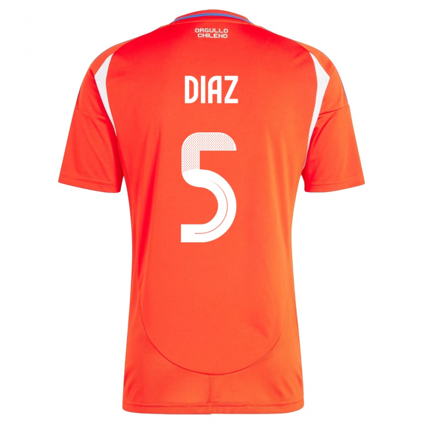 Hombre Camiseta Chile Paulo Díaz #5 Rojo 1ª Equipación 24-26 La Camisa Argentina