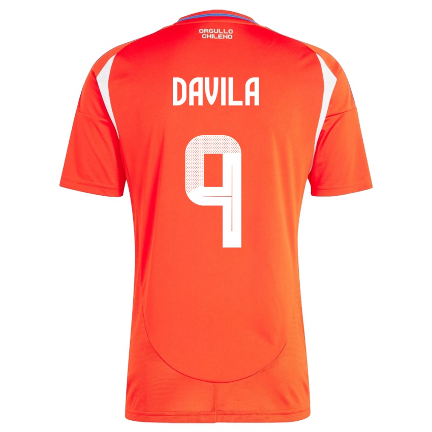 Hombre Camiseta Chile Víctor Dávila #9 Rojo 1ª Equipación 24-26 La Camisa Argentina