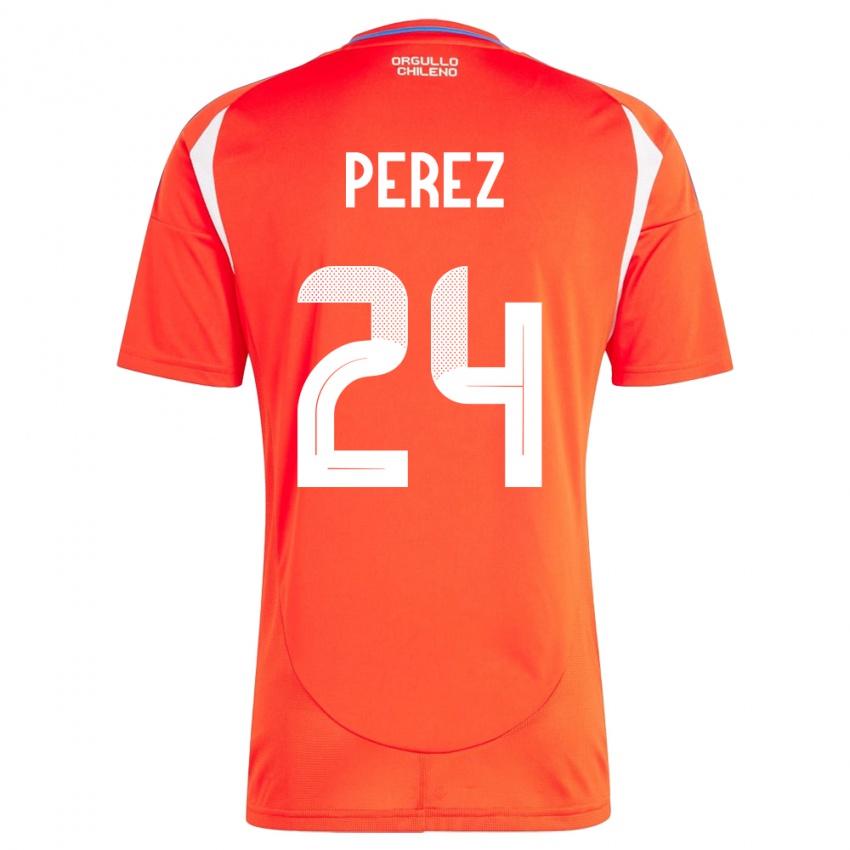 Hombre Camiseta Chile César Pérez #24 Rojo 1ª Equipación 24-26 La Camisa Argentina